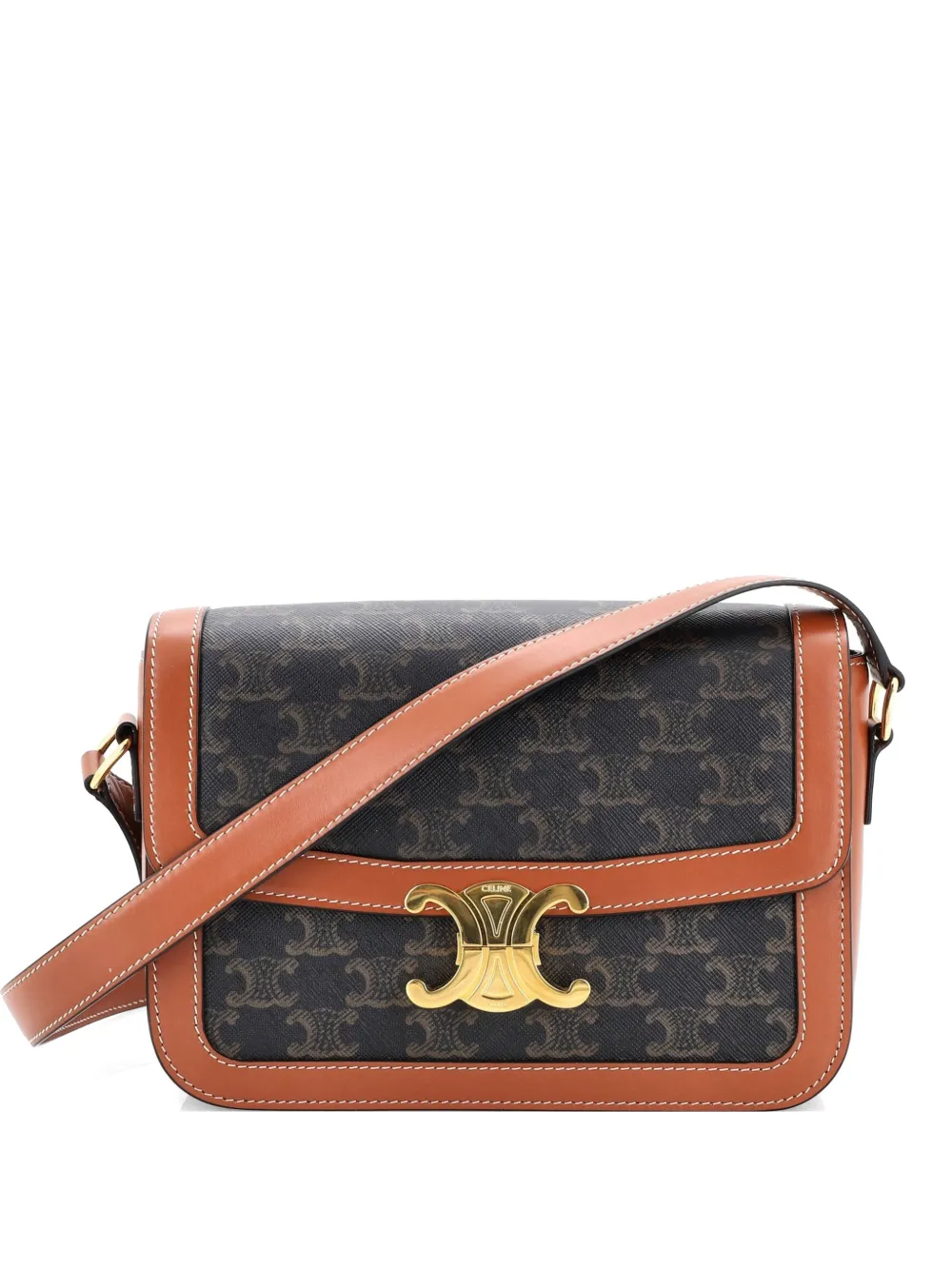 Celine Pre-Owned Triomphe Triomphe Coated Canvas Medium shoulder bag - Marrone