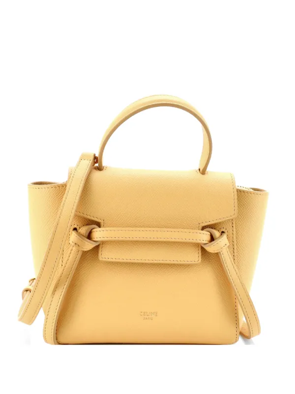 Celine Pre-owned Belt Bag Textured Leather Pico Shoulder Bag in Yellow