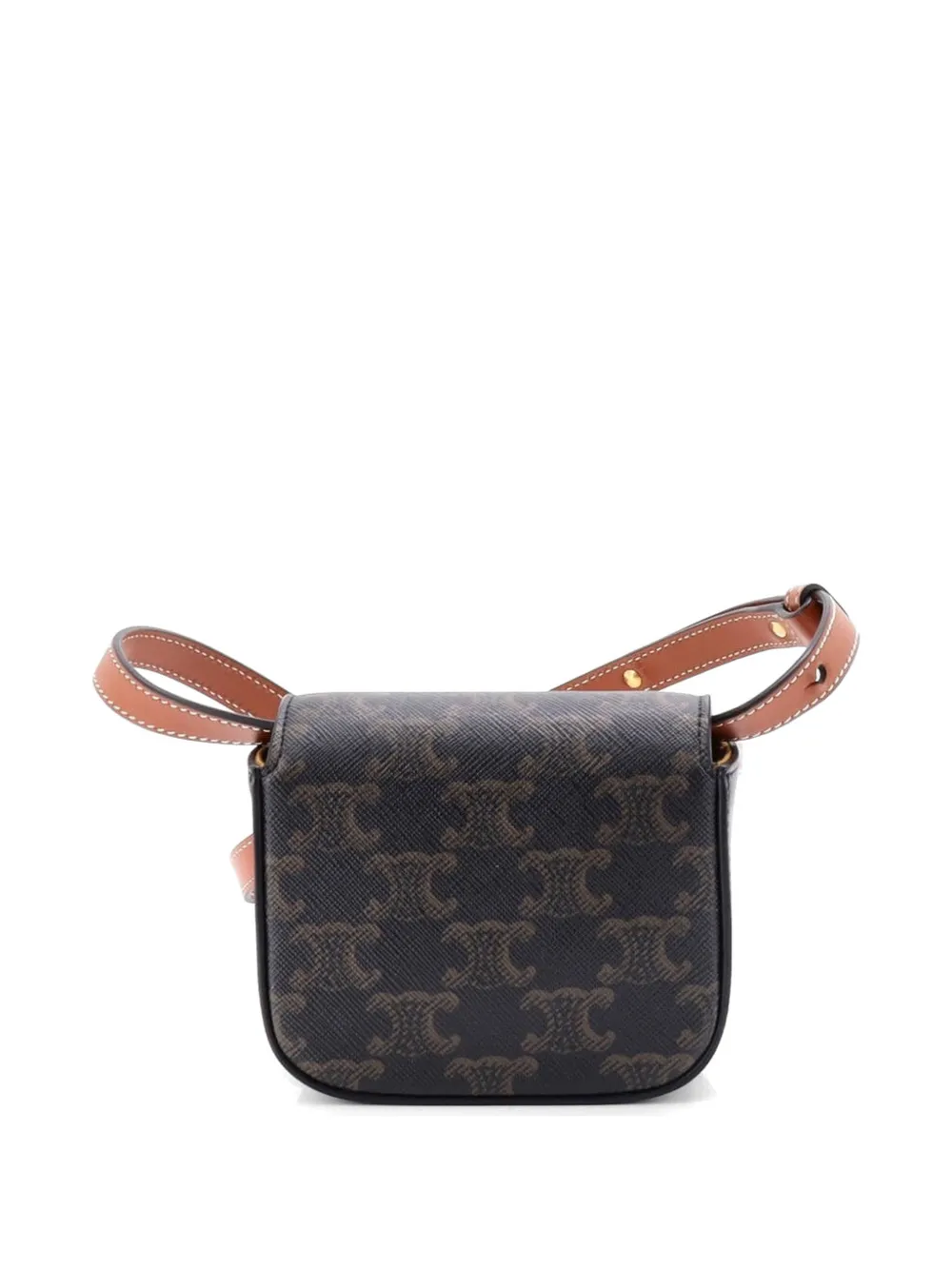 Pre-owned Celine Triomphe Triomphe Coated Canvas Mini Shoulder Bag In Brown