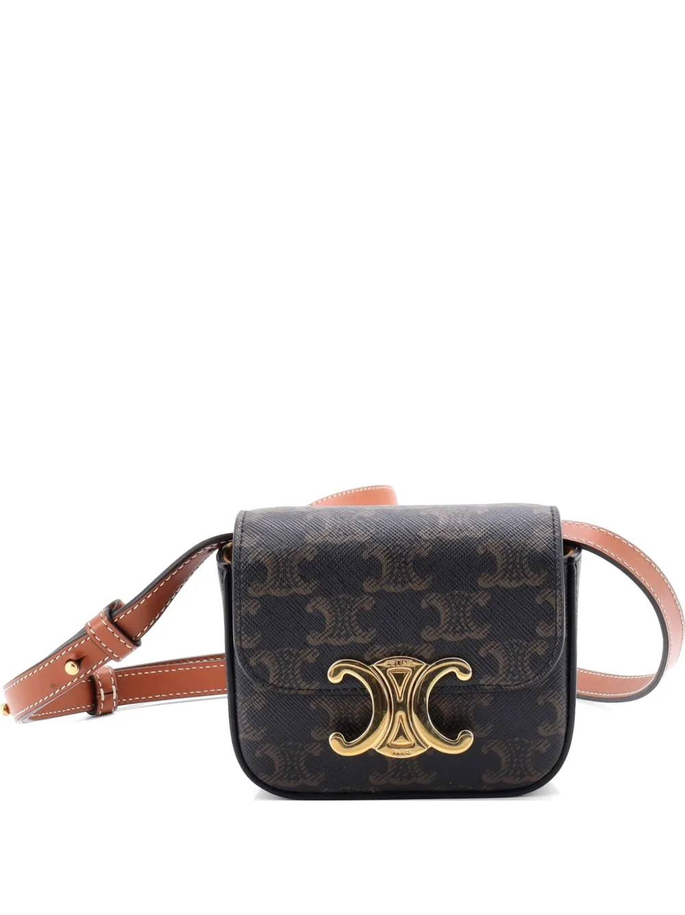 Celine Pre-Owned Triomphe Triomphe Coated Canvas Mini shoulder bag - Marrone