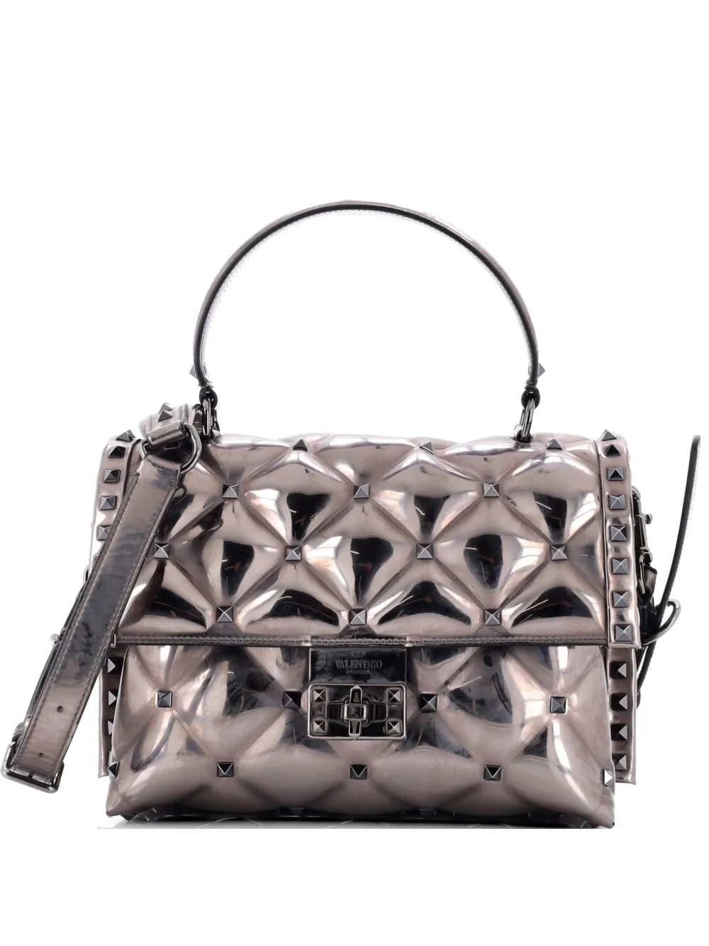 Valentino Garavani Pre-Owned Candystud Top Handle Bag Leather Medium shoulder bag - Metallic