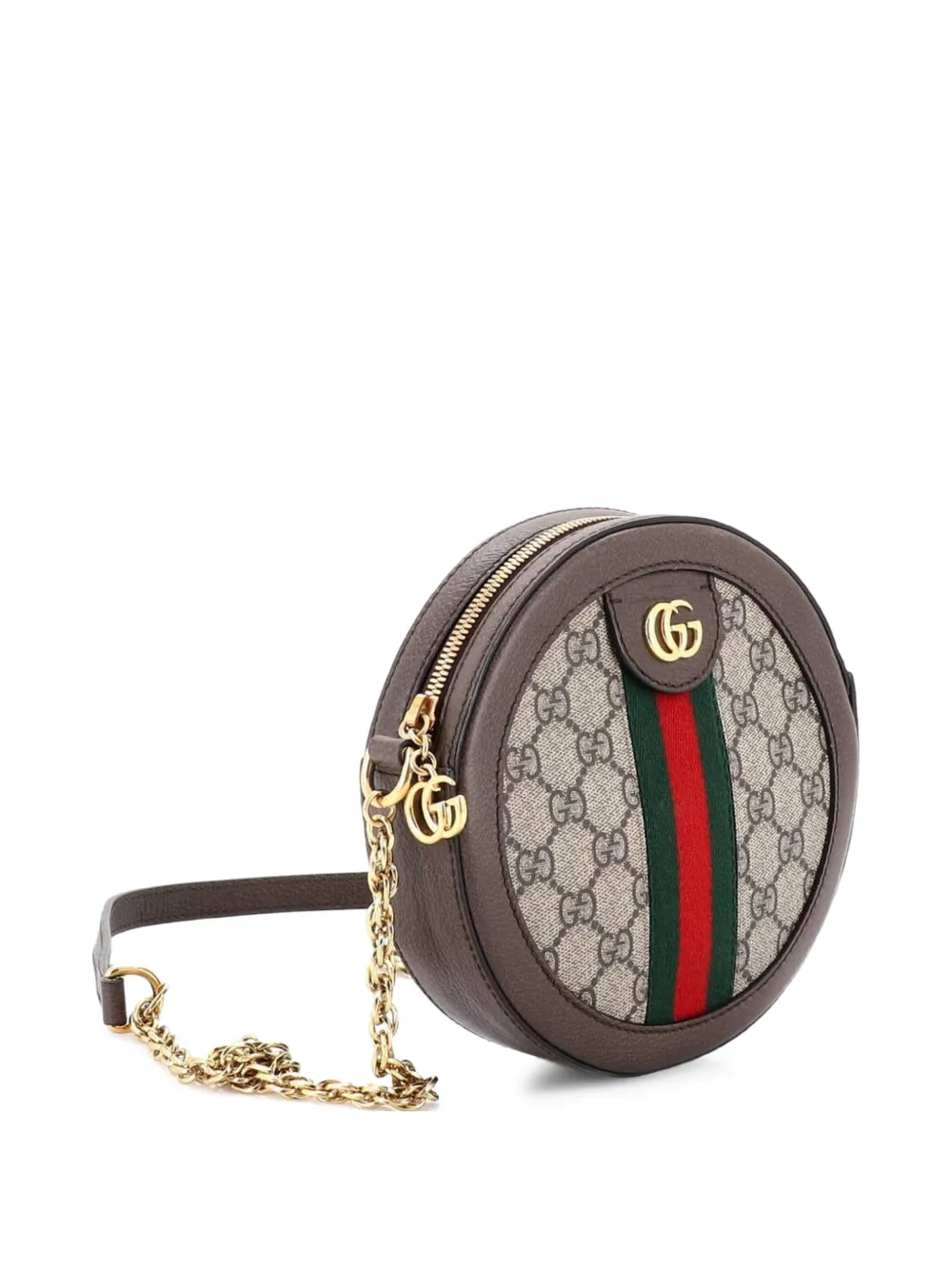  Gucci Pre-owned Ophidia Round Shoulder Bag Gg Coated Canvas Mini Crossbody Bag - Brown 