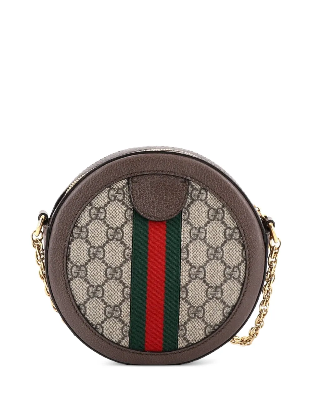  Gucci Pre-owned Ophidia Round Shoulder Bag Gg Coated Canvas Mini Crossbody Bag - Brown 