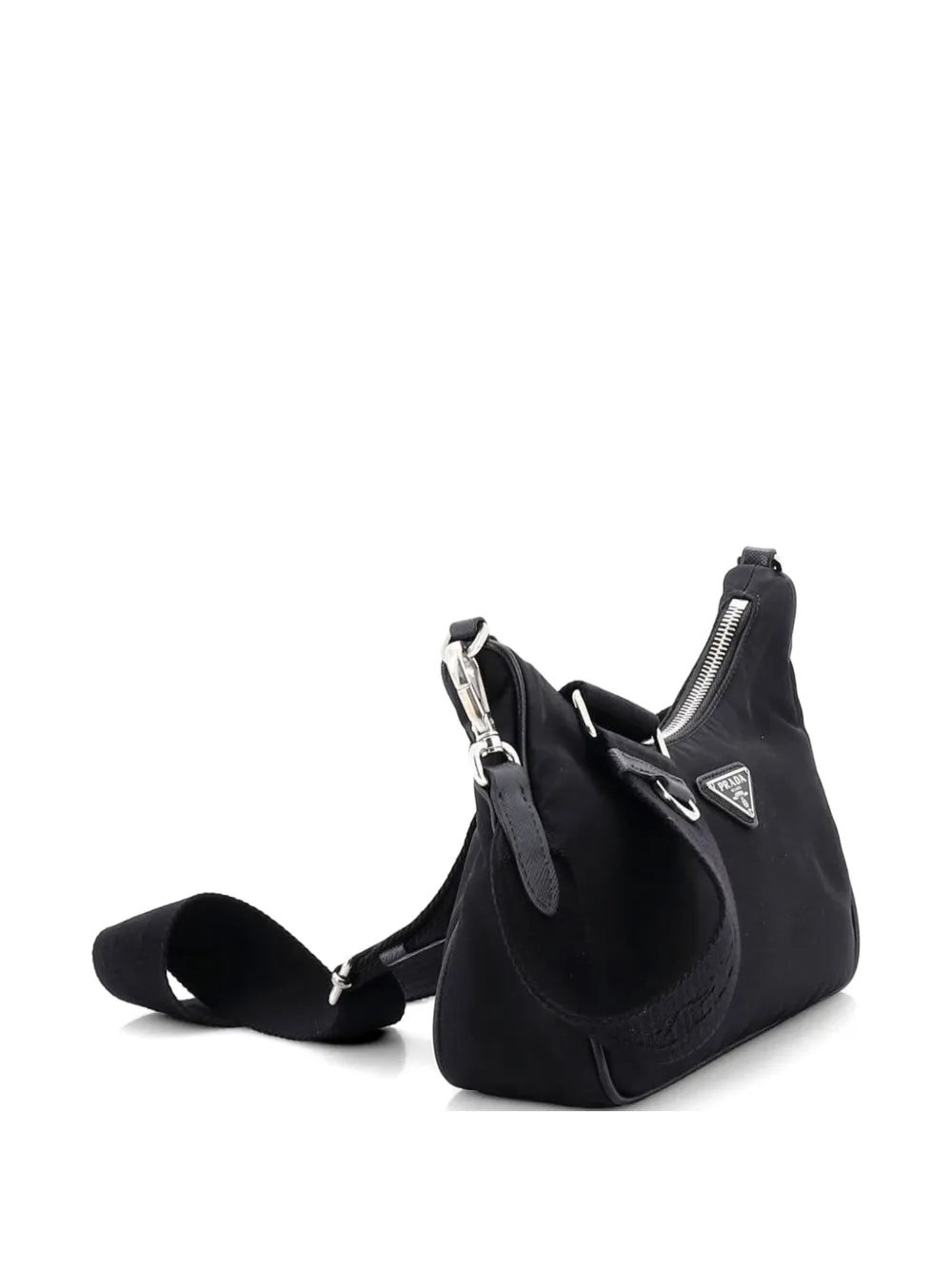 Prada Pre-owned Re-edition 2005 Shoulder Bag Tessuto Small Crossbody Bag in Black, view 3