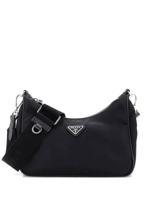 Prada Pre-owned Re-edition 2005 Shoulder Bag Tessuto Small Crossbody Bag in Black