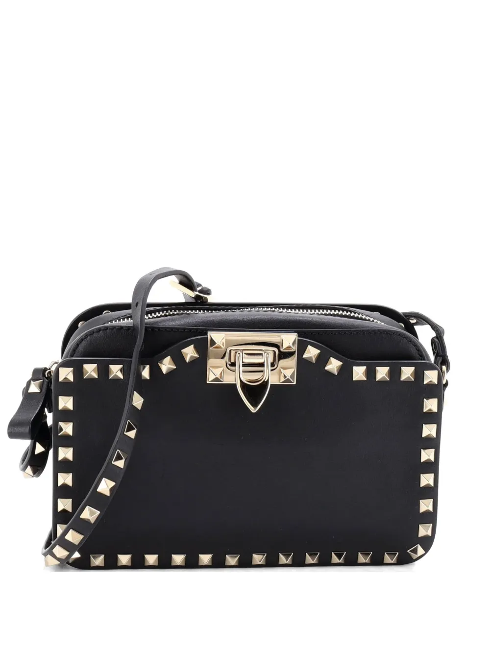 Valentino Garavani Pre-Owned Rockstud Flip Lock Camera Leather crossbody bag - Nero