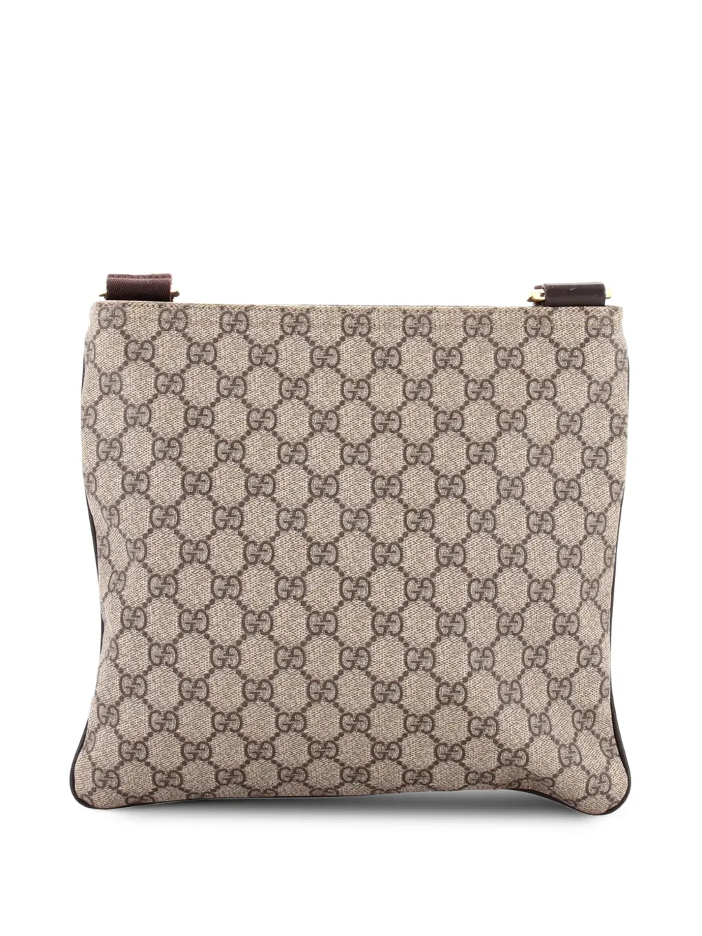 Front Zip Flat Messenger Bag Gg Coated Canvas Medium Crossbody Bag