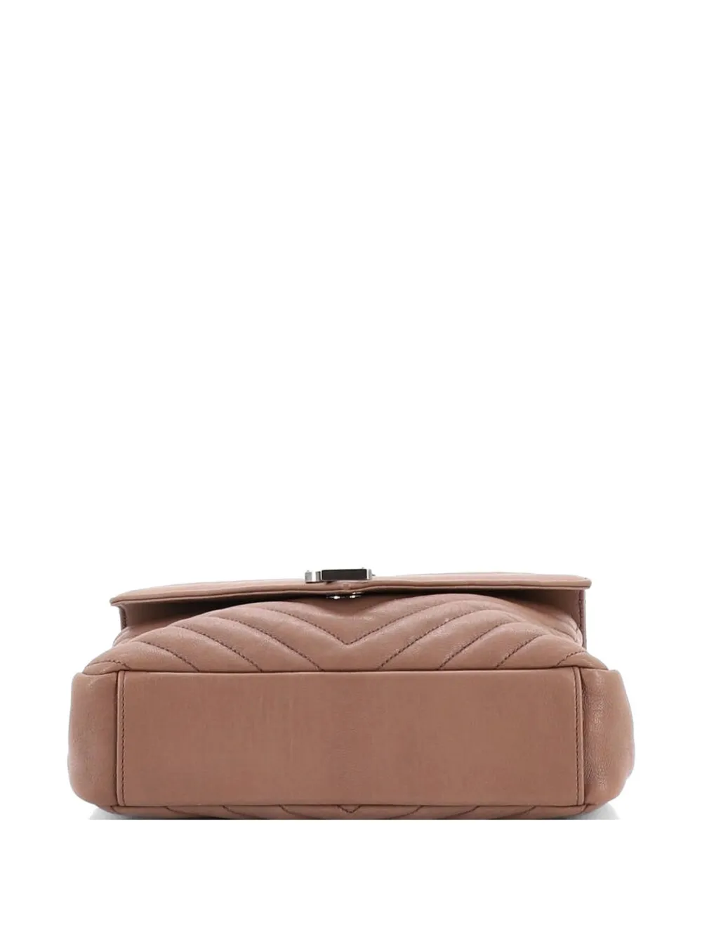  Saint Laurent Pre-owned Classic Monogram College Bag Matelasse Chevron Leather Medium Crossbody Bag - Brown 
