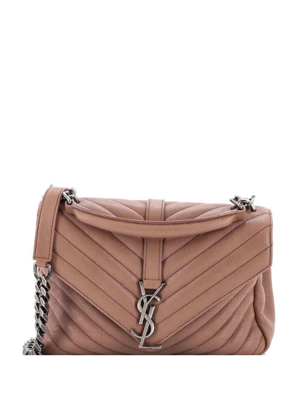 생로랑 Pre-Owned 클래식 모노그램 컬리지 백 마틀라세 셰브런 레더 미디엄 크로스 백 BOFHBK0831UWQKAH