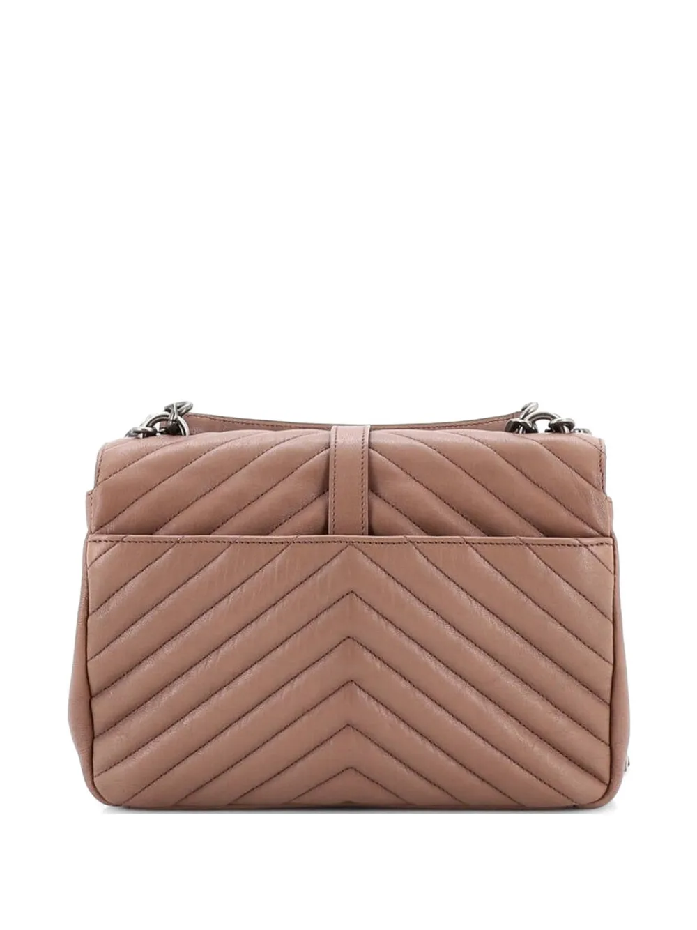  Saint Laurent Pre-owned Classic Monogram College Bag Matelasse Chevron Leather Medium Crossbody Bag - Brown 