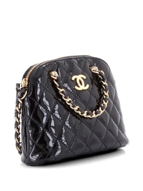 CHANEL Pre-Owned CC Dome Zip Quilted Patent Mini Crossbody Bag