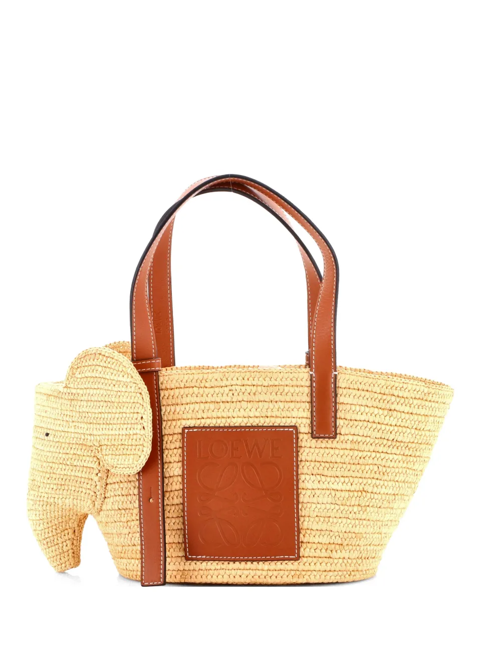 Loewe Pre-Owned Elephant Basket Raffia Small tote bag - Marrone