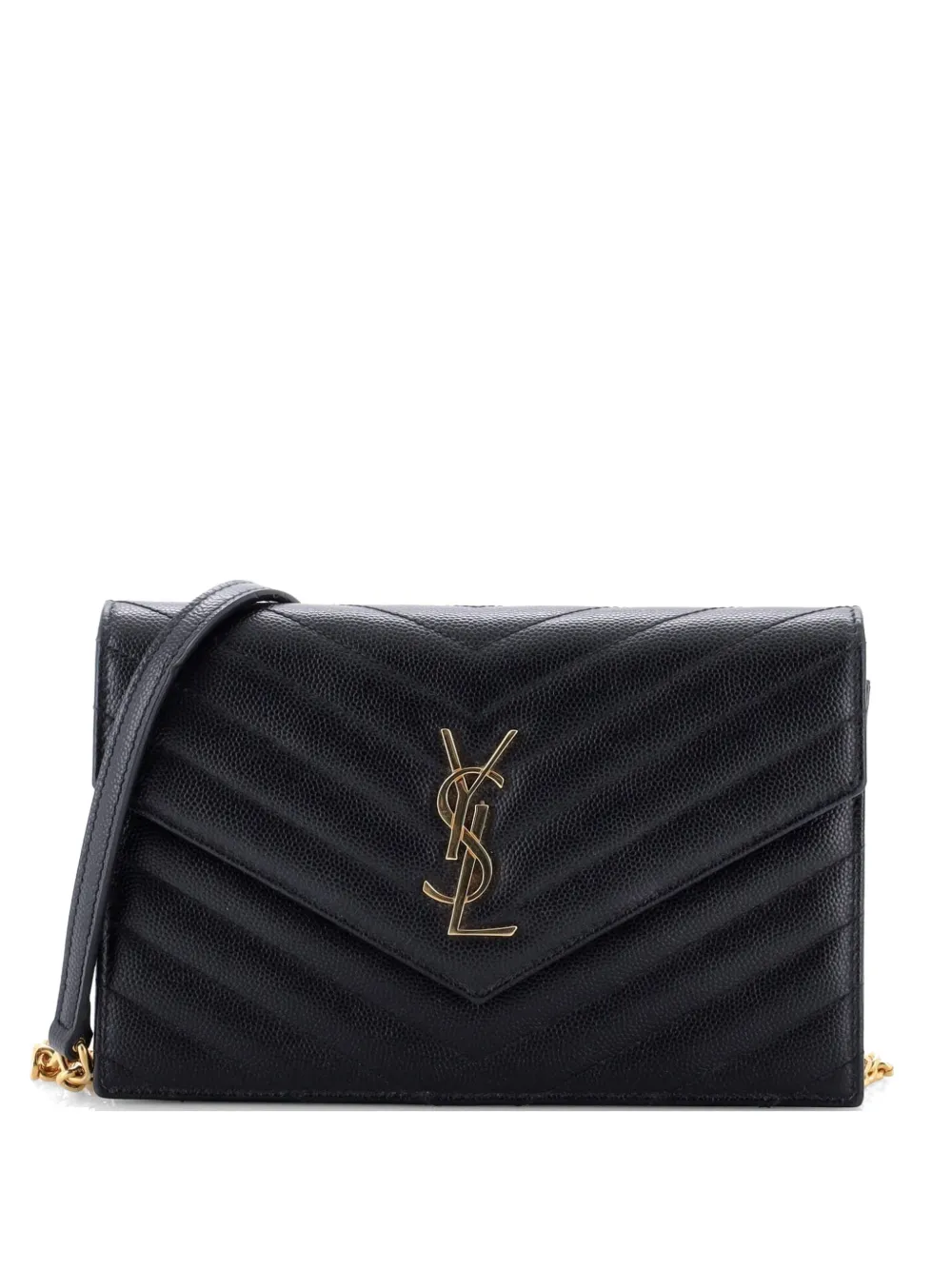 생로랑 Pre-Owned 클래식 모노그램 체인 지갑 마틀라세 셰브런 레더 스몰 크로스 백 50JFYXBU9HWRV48Q