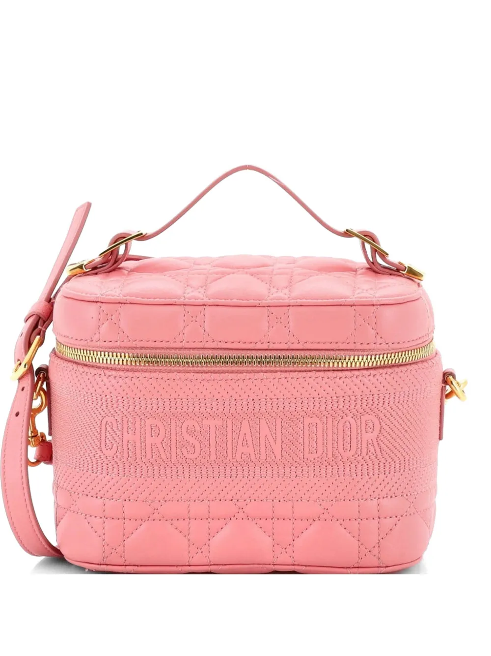 Christian Dior Pre-Owned DiorTravel Convertible Vanity Case Cannage Quilt Lambskin Small crossbody bag - Rosa