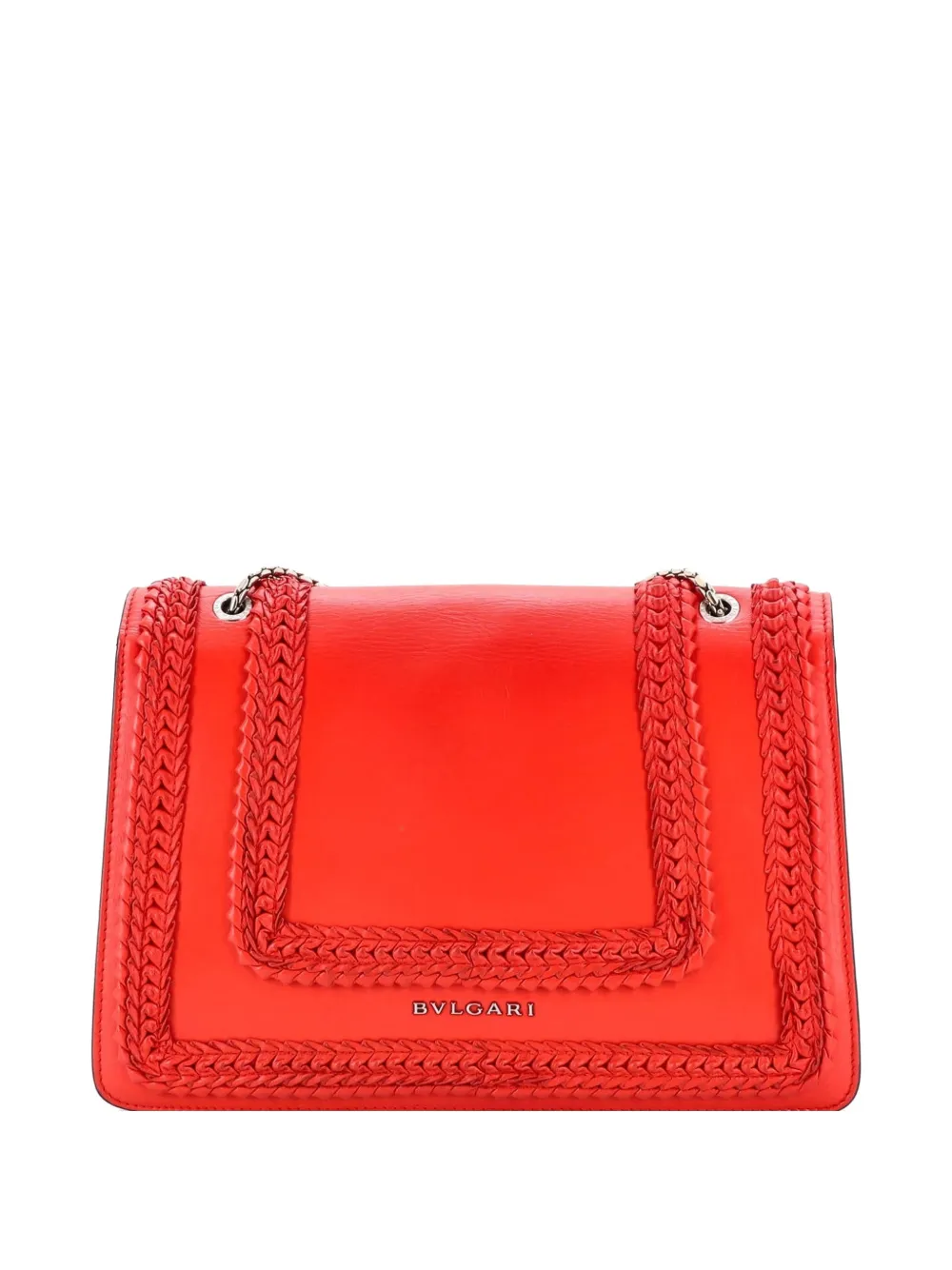  Bvlgari Pre-owned Serpenti Forever Square Plisse Leather Medium Shoulder Bag - Red 