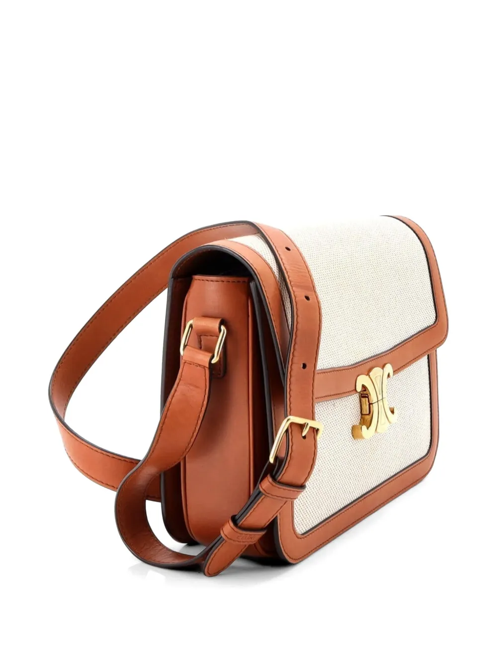 Triomphe Shoulder Bag Canvas With Leather Medium Crossbody Bag