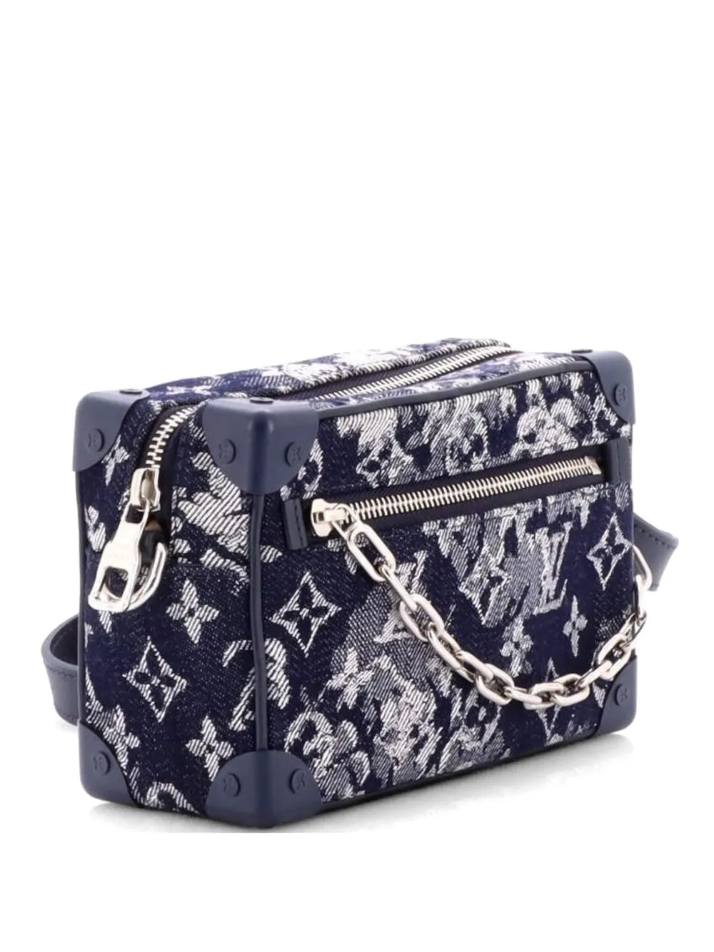 Louis Vuitton Pre-Owned Soft Trunk Bag Monogram Tapestry Canvas Mini crossbody bag - Blu