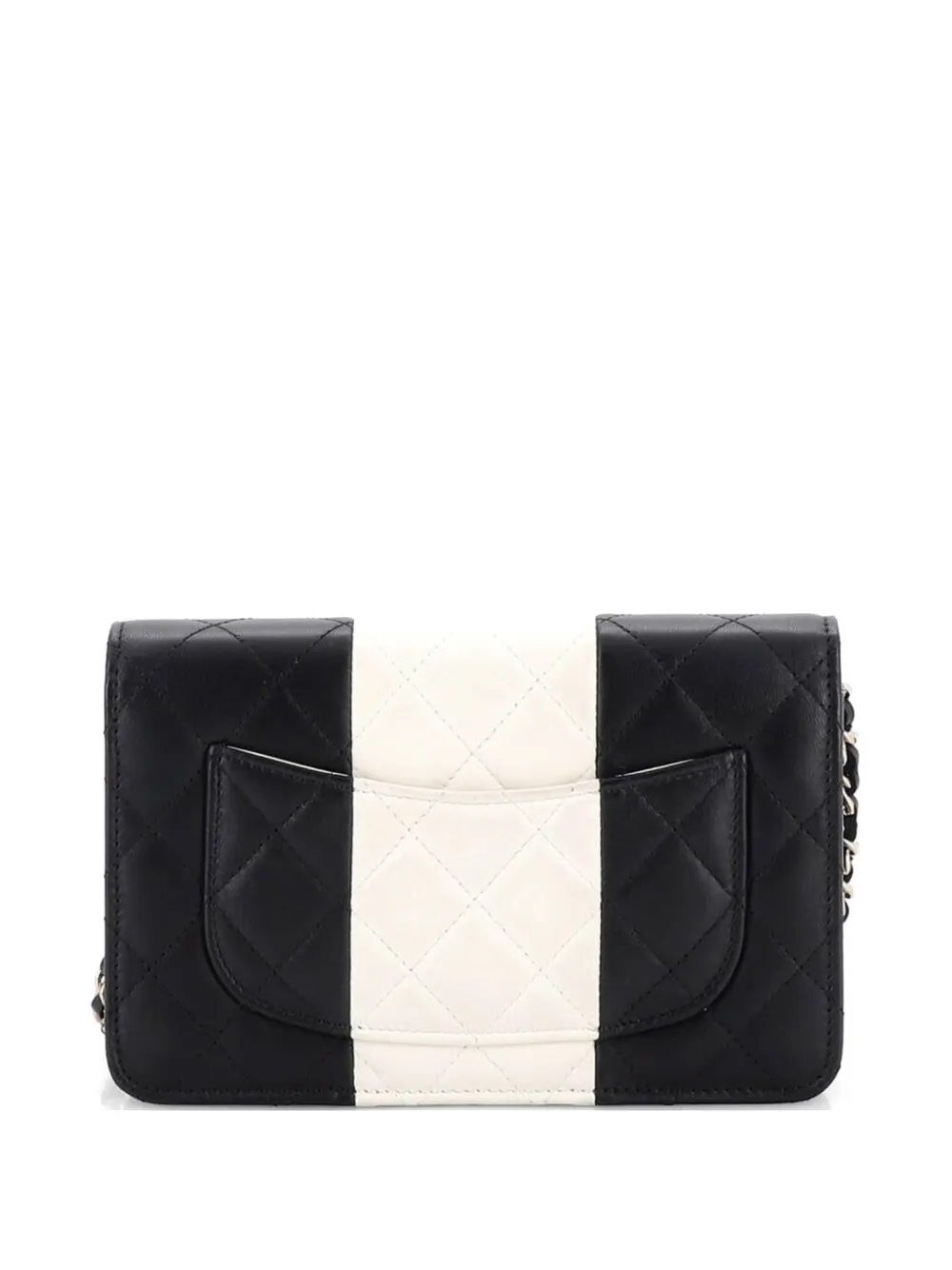CHANEL Pre-Owned Bicolor Two Tone Wallet on Chain Quilted Lambskin crossbody bag - Bianco
