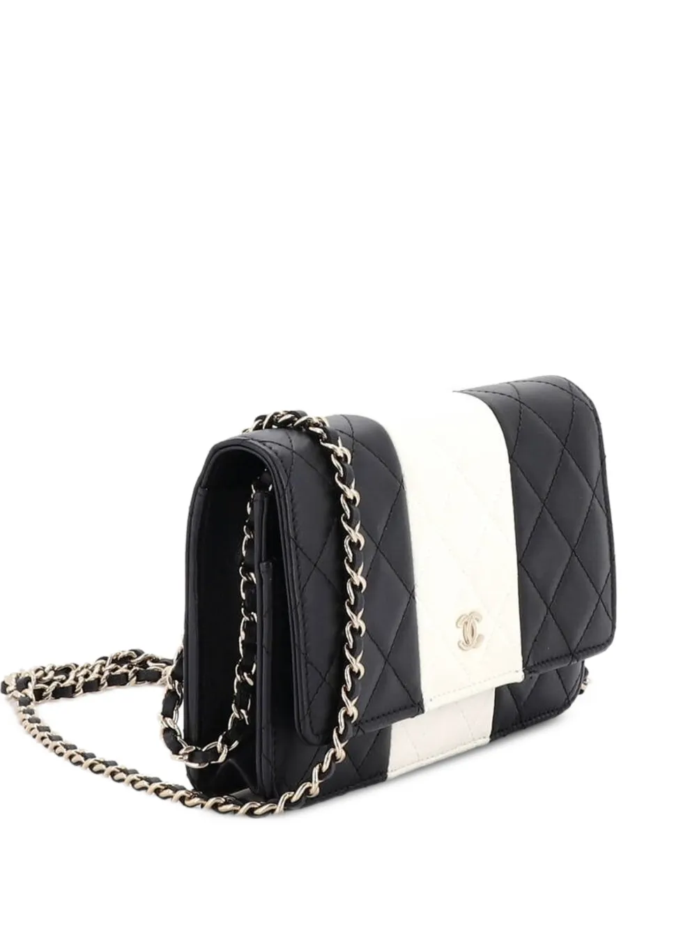 Bicolor Two Tone Wallet On Chain Quilted Lambskin Crossbody Bag