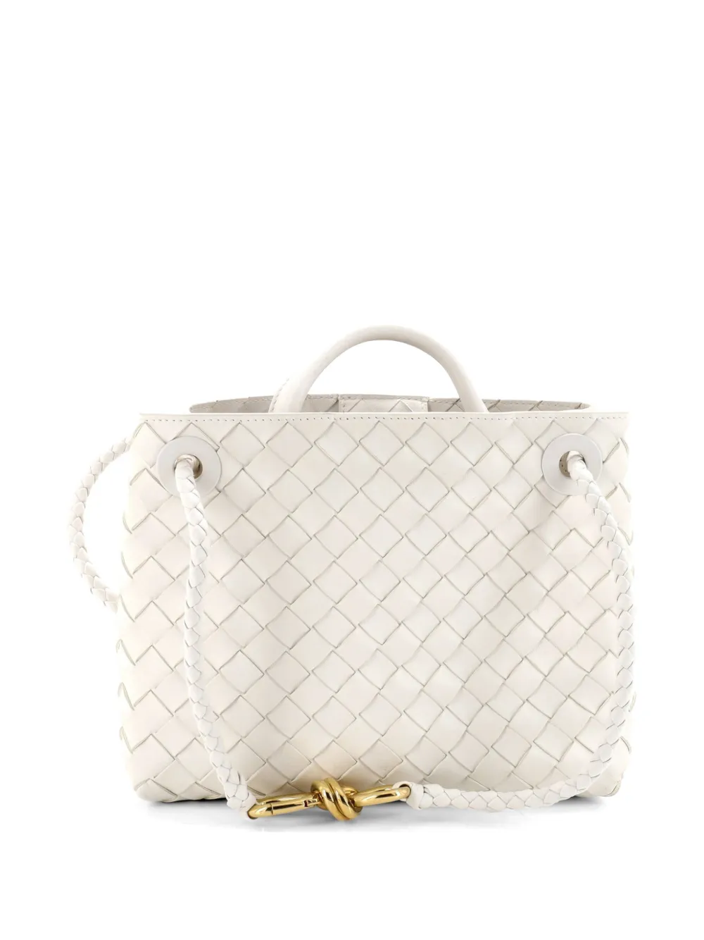 Bottega Veneta Pre-Owned Andiamo Top Handle Bag Intrecciato Nappa Small satchel - White