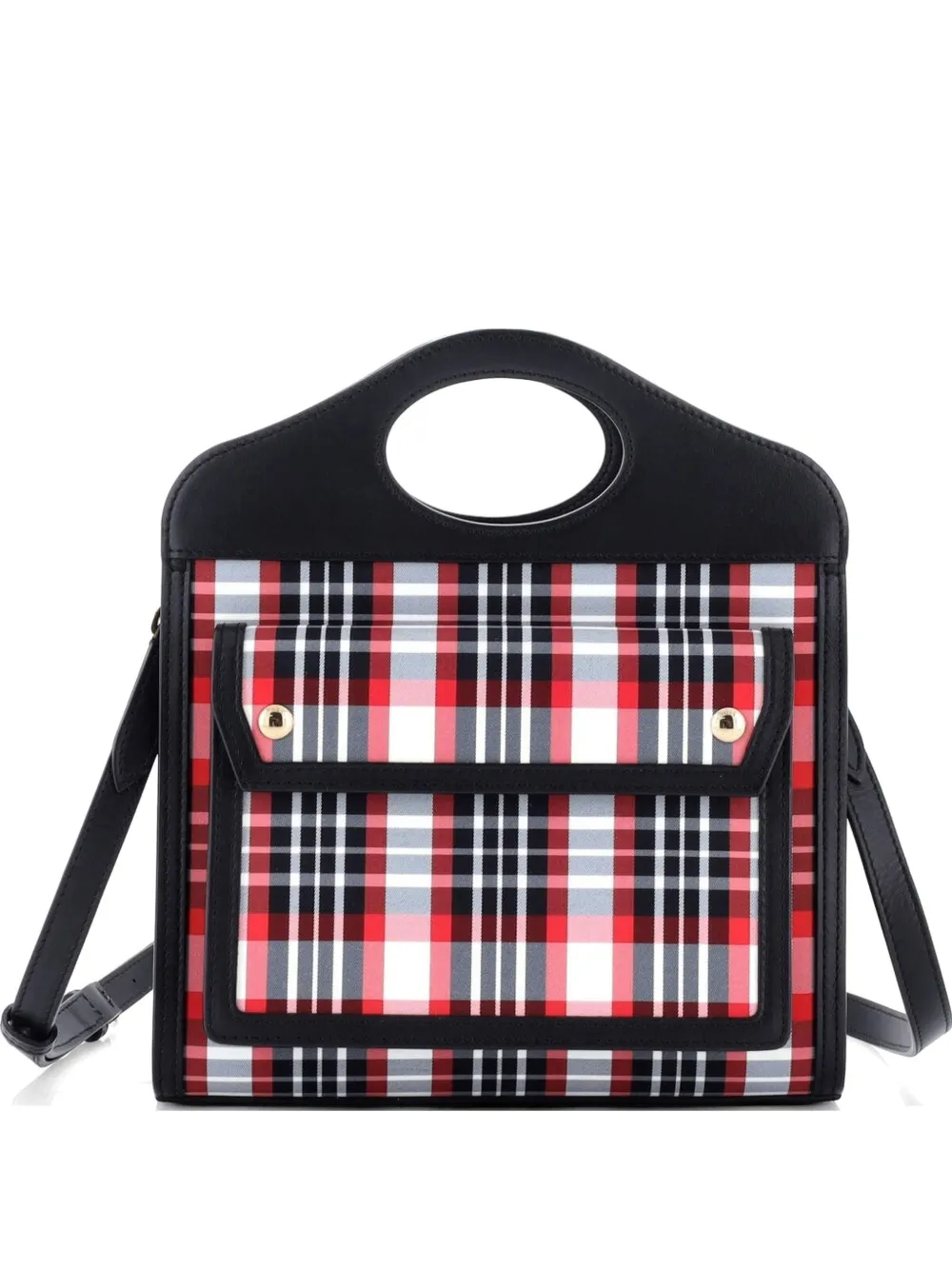 Burberry Pre-Owned Logo Pocket Tote Leather with Check Canvas Mini shoulder bag - Nero