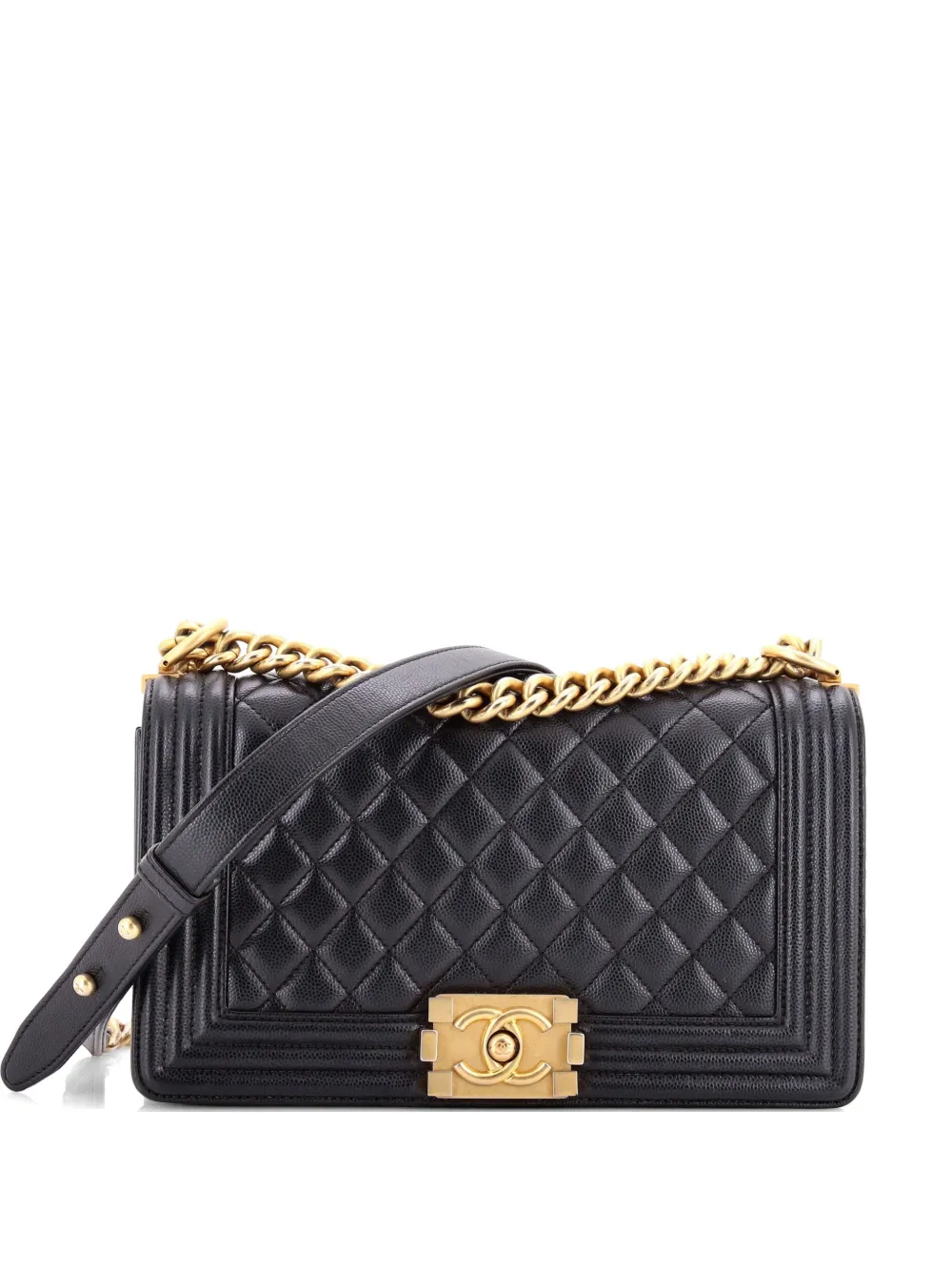 CHANEL Pre-Owned Boy Flap Bag Quilted Caviar Old Medium crossbody bag - Nero