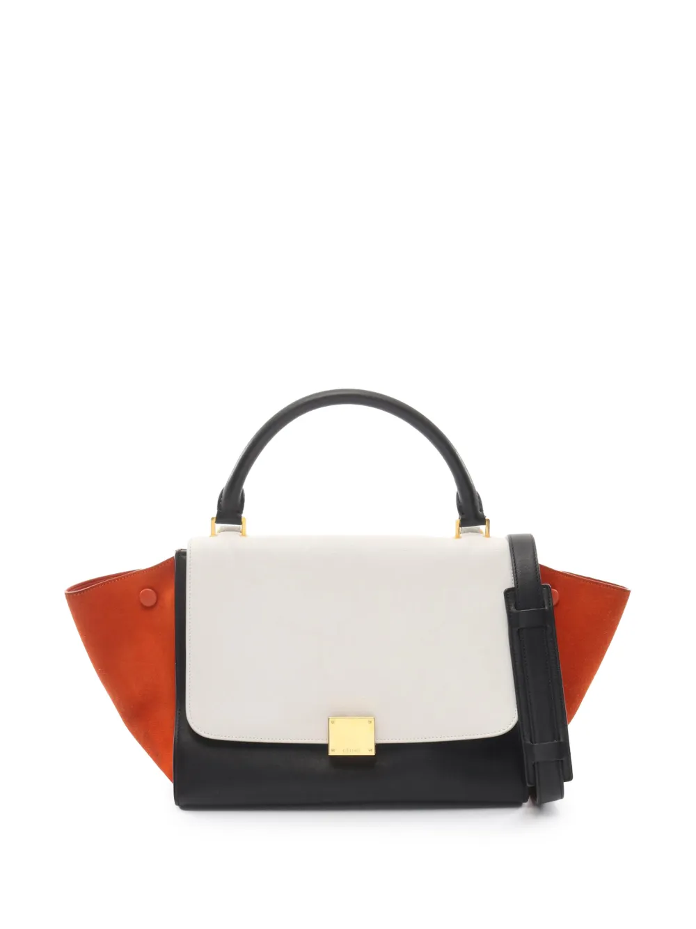Celine Pre-Owned 2010-2026 Small Tricolor Leather Trapeze satchel - Bianco