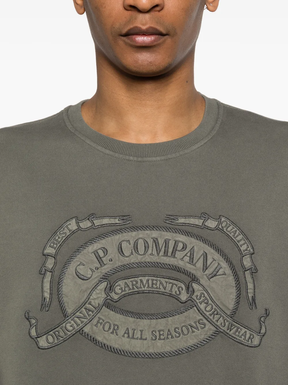 C.P. Company Sweater met geborduurd logo Groen