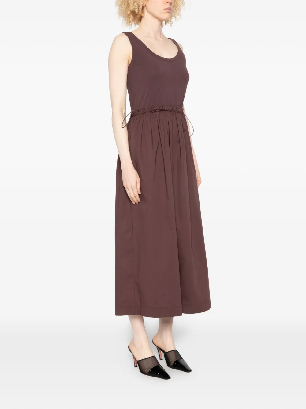  Alpha Studio Vestido Midi Con Volantes - Marrón 