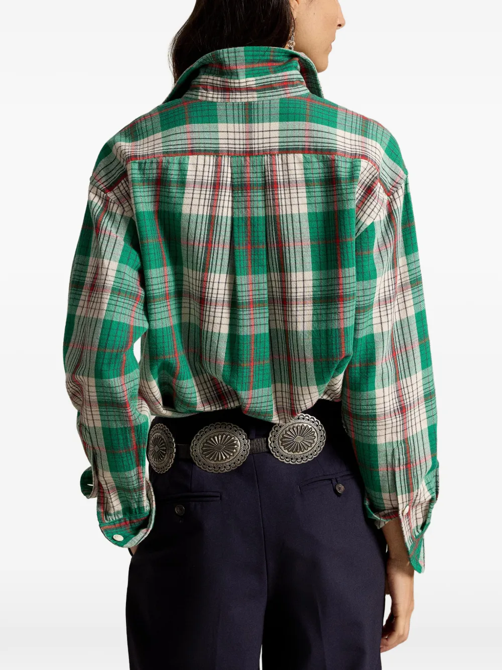 Polo Ralph Lauren Ruimvallende geruite katoenen blouse Groen