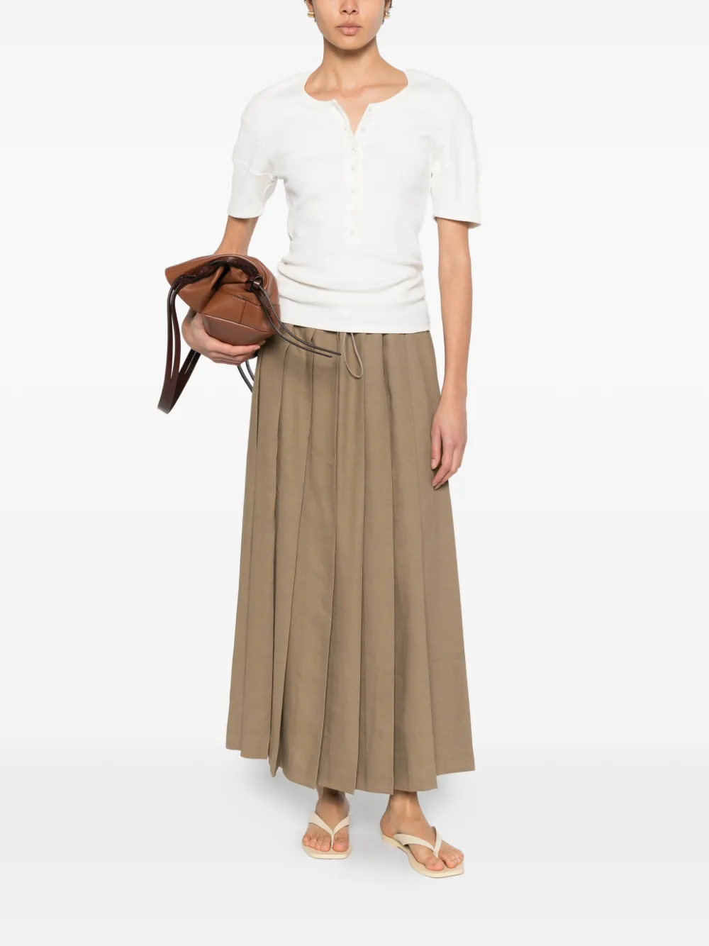 Fabiana Filippi Midi-rok met trekkoordsluiting en plooien Bruin
