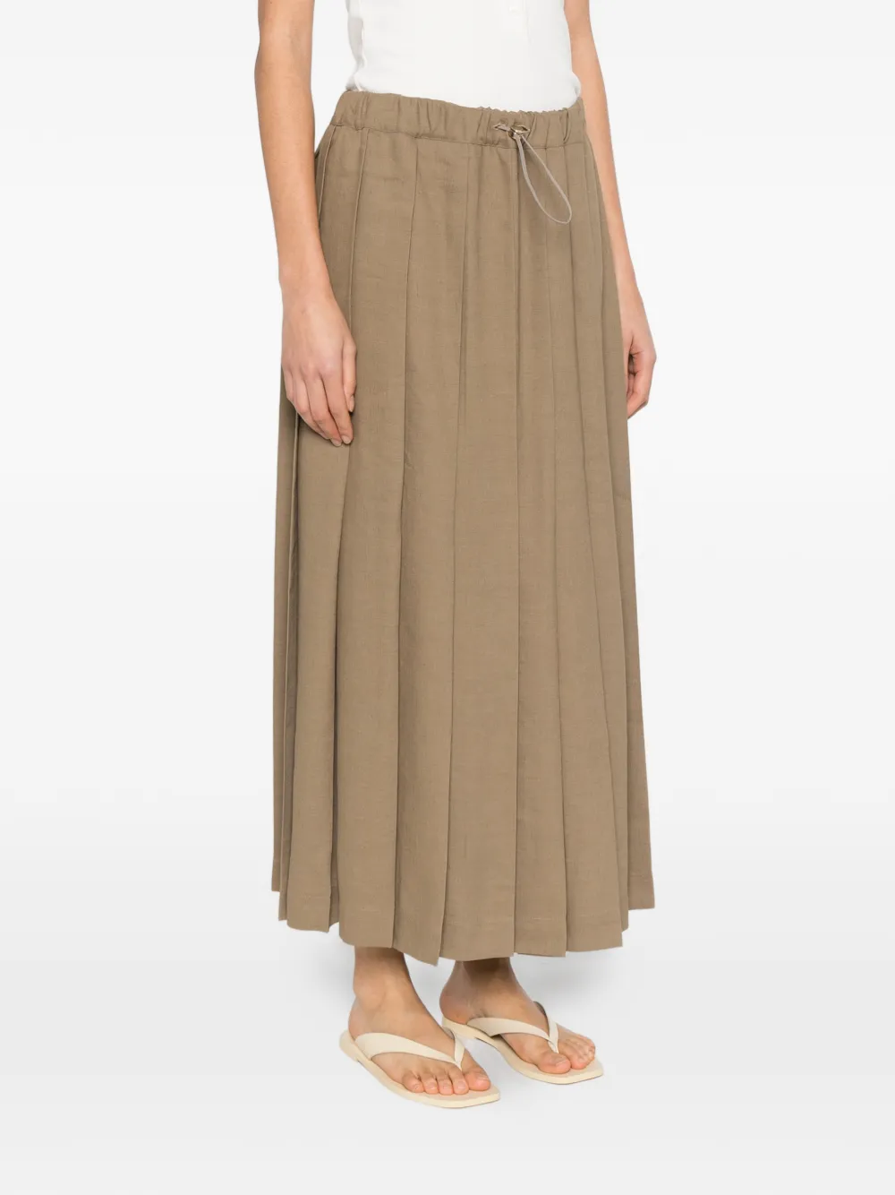 Fabiana Filippi Midi-rok met trekkoordsluiting en plooien Bruin