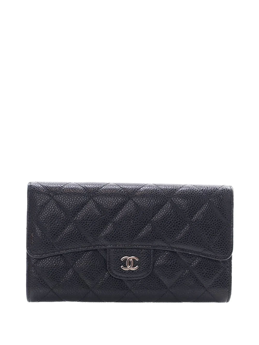 CHANEL Pre-Owned 2014-2015 CC Caviar Classic Flap Wallet long wallets - Nero