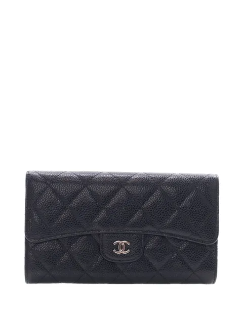 CHANEL Pre-Owned cartera Classic Flap Wallet grande de piel caviar con logo CC 2014-2015