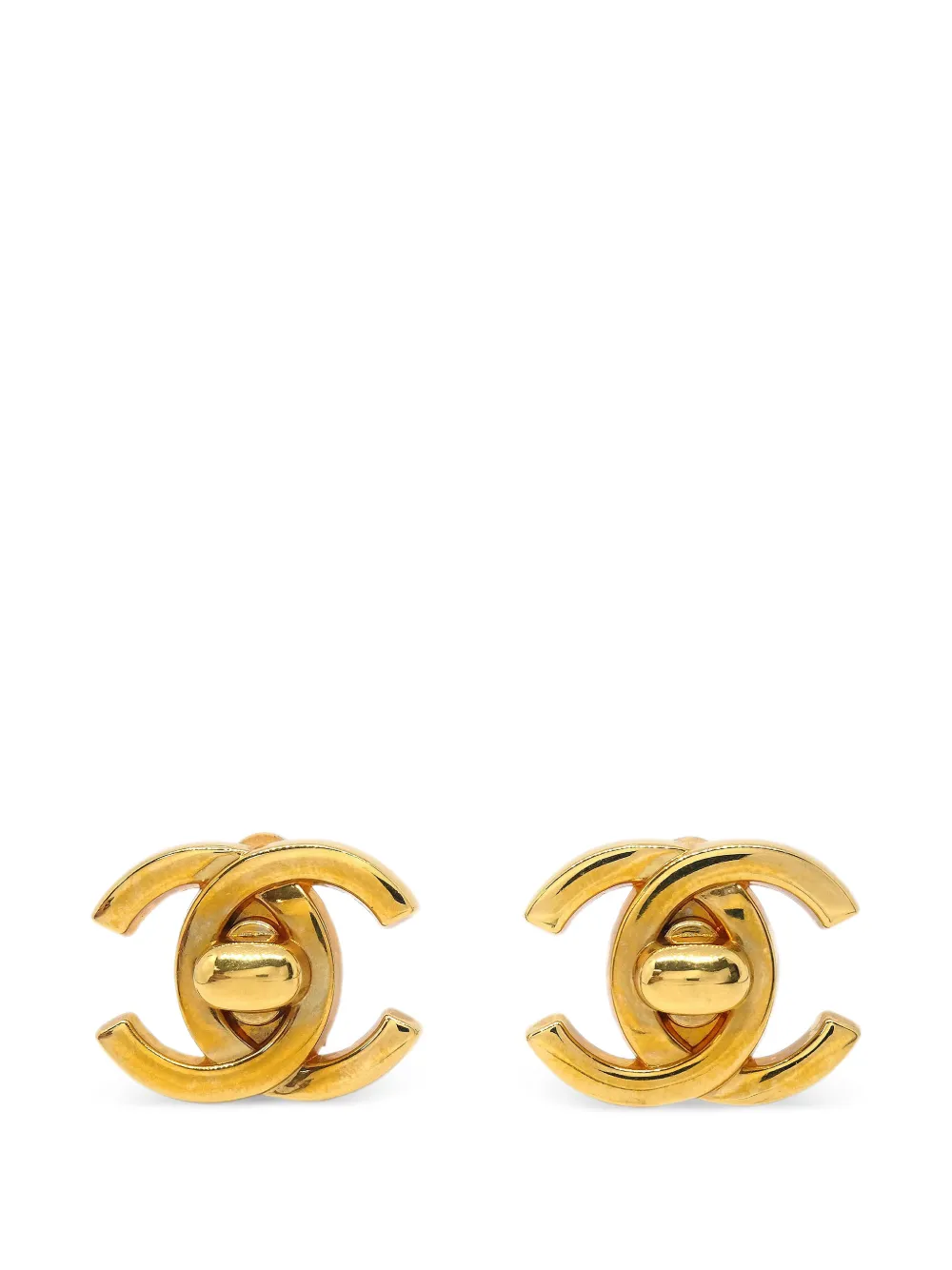 CHANEL Pre-Owned 1996 CC turn-lock clip-on earrings - Gold