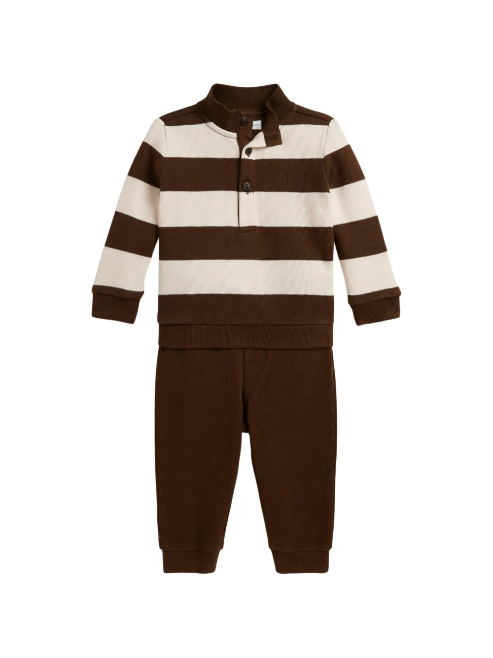 POLO RALPH LAUREN KIDS Set polo e pantaloni a righe - Marrone