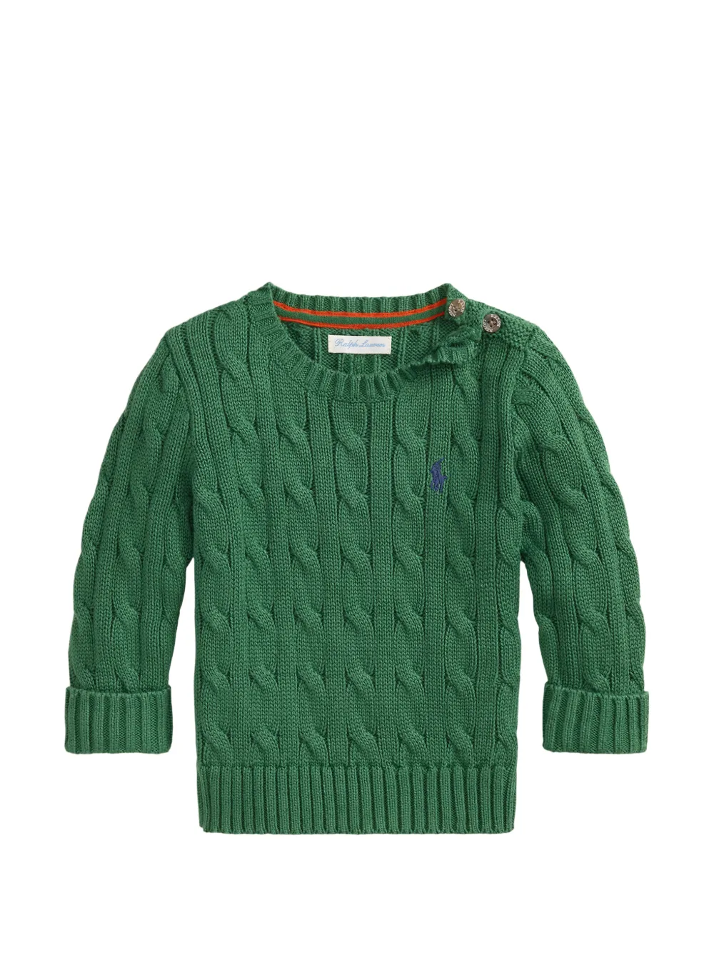 POLO RALPH LAUREN KIDS cable-knit cotton sweater - Verde