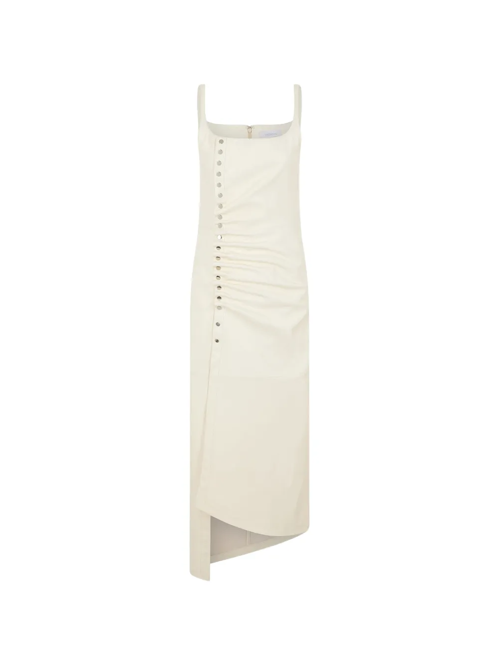 Rabanne button ruched leather midi dress - Toni neutri