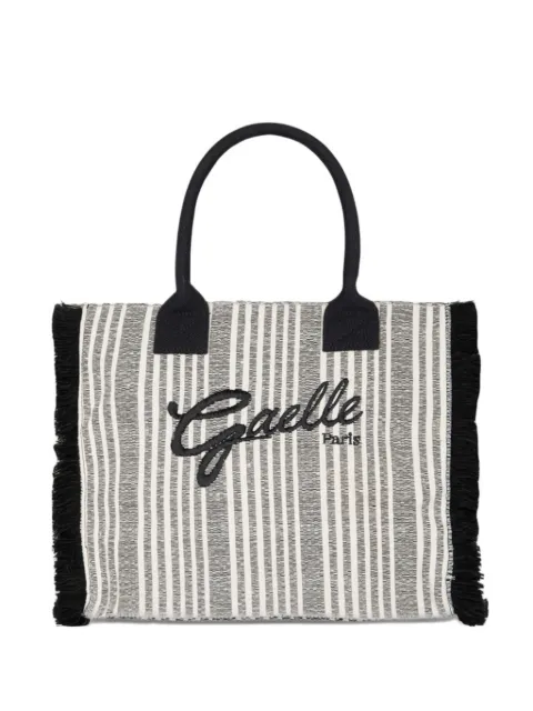 Gaelle Maxi Shopper Ricamo Firma fringe-trim striped tote bag
