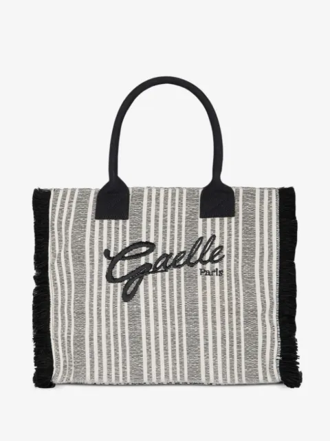 Gaëlle Paris Maxi Shopper Ricamo Firma fringe-trim striped tote bag