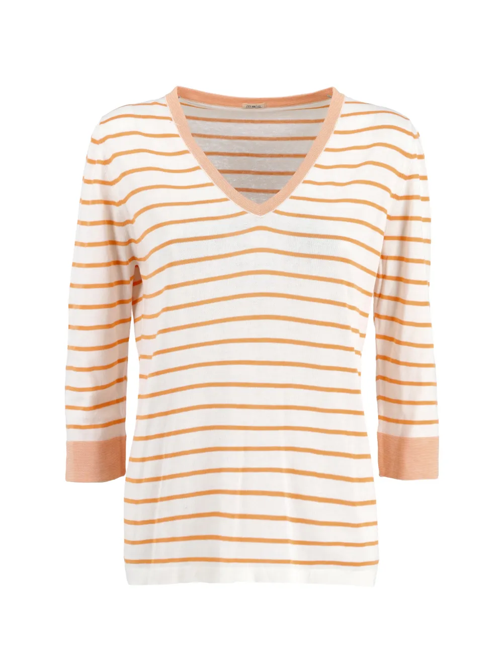 Malo stripe-pattern V-neck sweater - Bianco