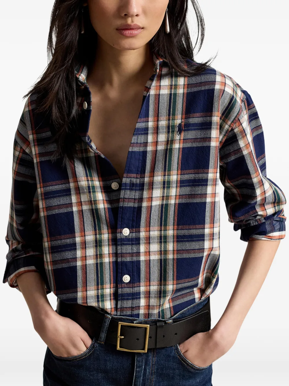 Polo Ralph Lauren Geruite blouse met lange mouwen Blauw