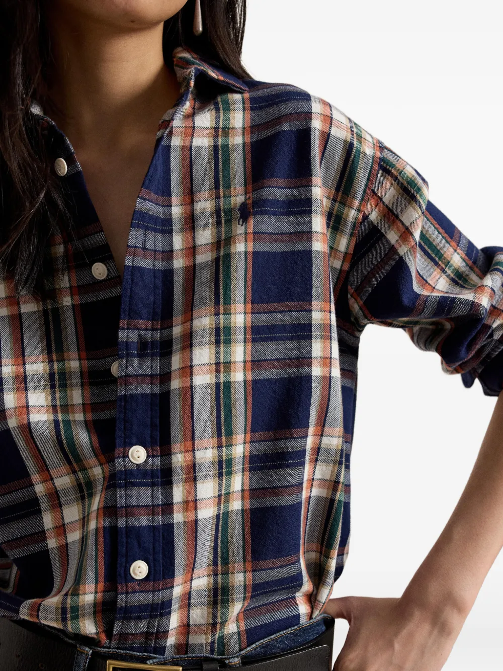 Polo Ralph Lauren Geruite blouse met lange mouwen Blauw