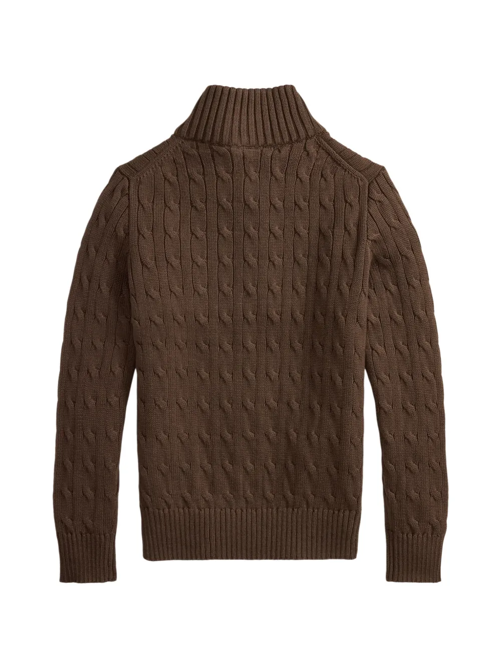 POLO RALPH LAUREN KIDS Kabelgebreide trui met kwartrits Bruin