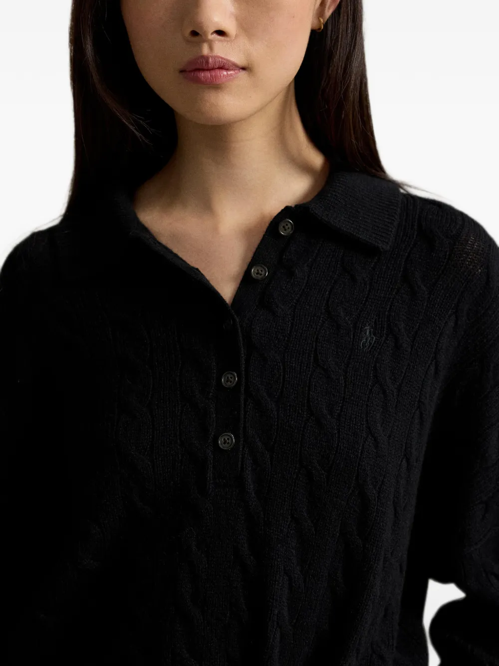 Polo Ralph Lauren Kabelgebreide polotrui Zwart