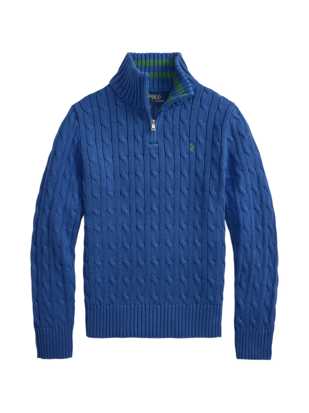 POLO RALPH LAUREN KIDS cable-knit quarter-zip sweater - Blu