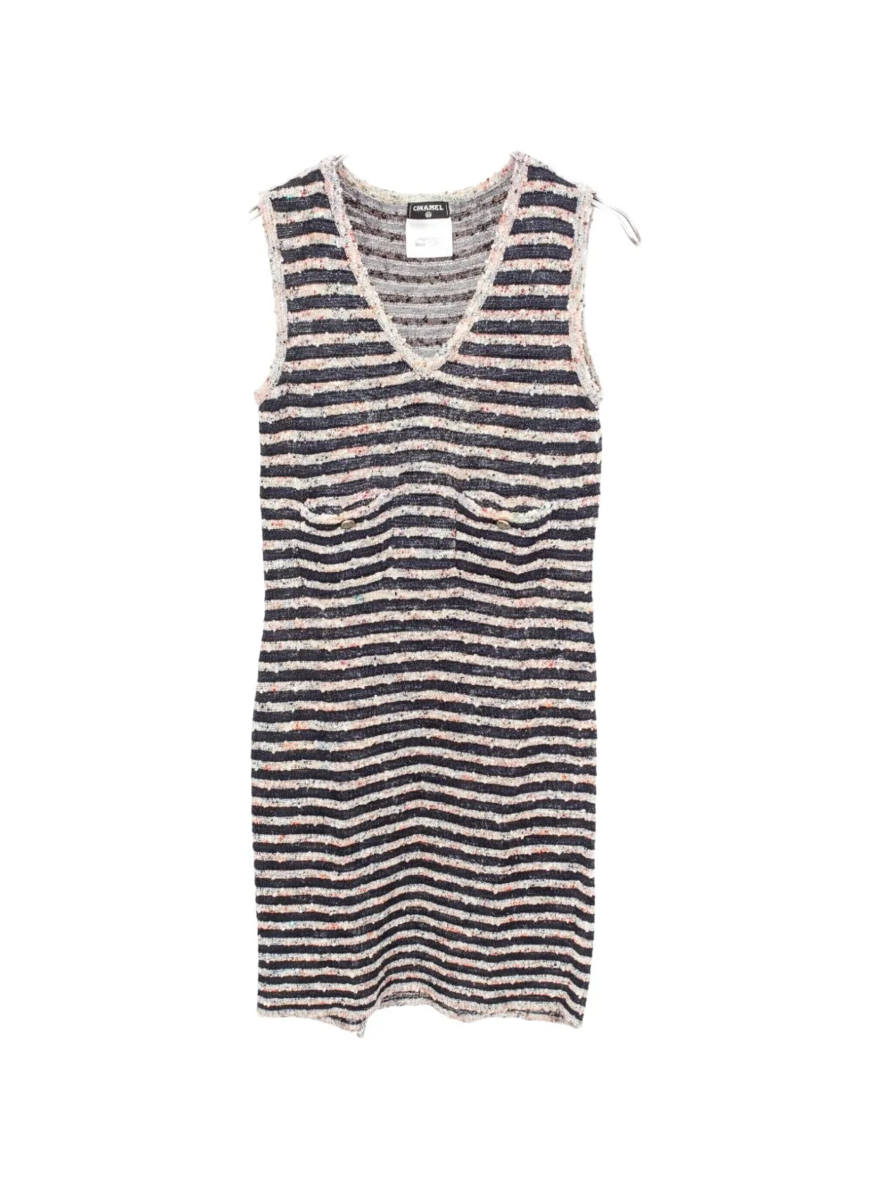 CHANEL Pre-Owned Abito smanicato in tweed 1986-1988 - Blu