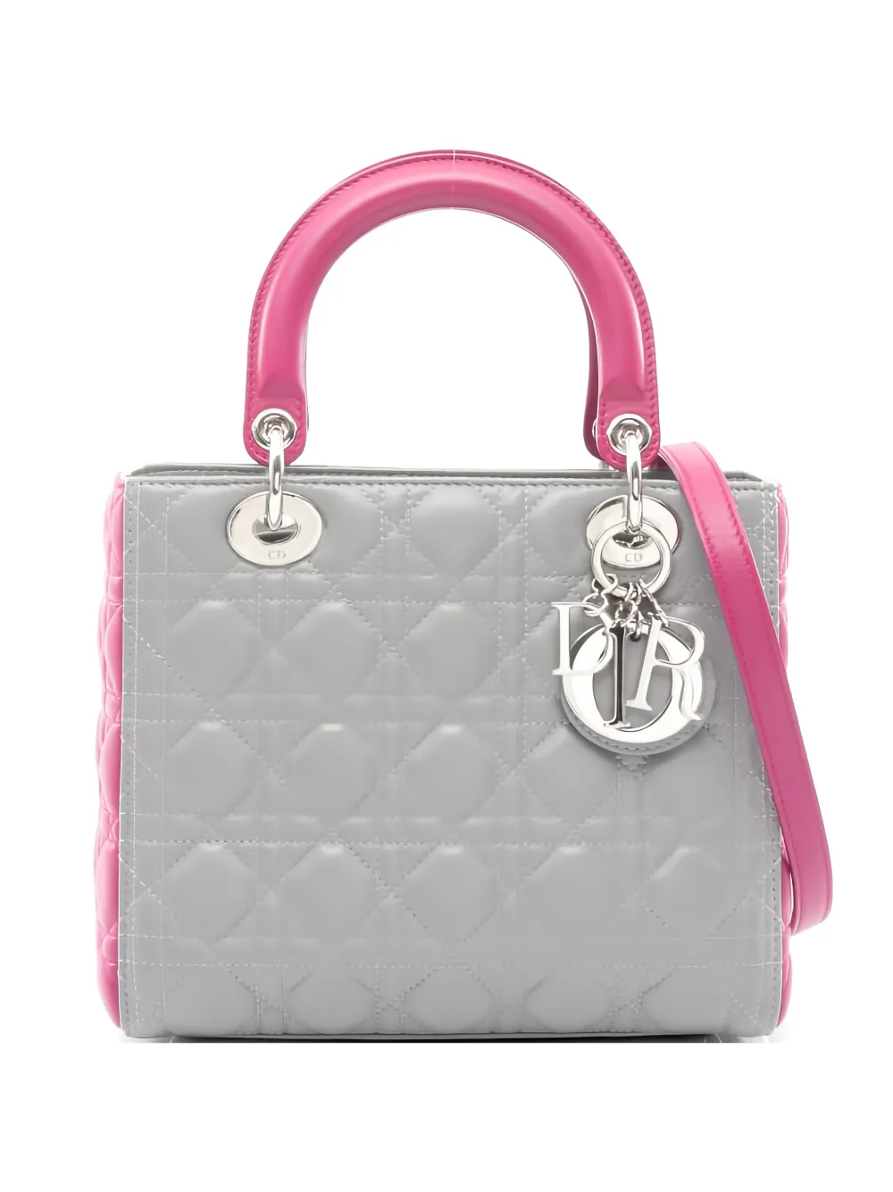 Christian Dior Pre-Owned 2010s Lady Dior two-way Canage leather tote bag - Grigio