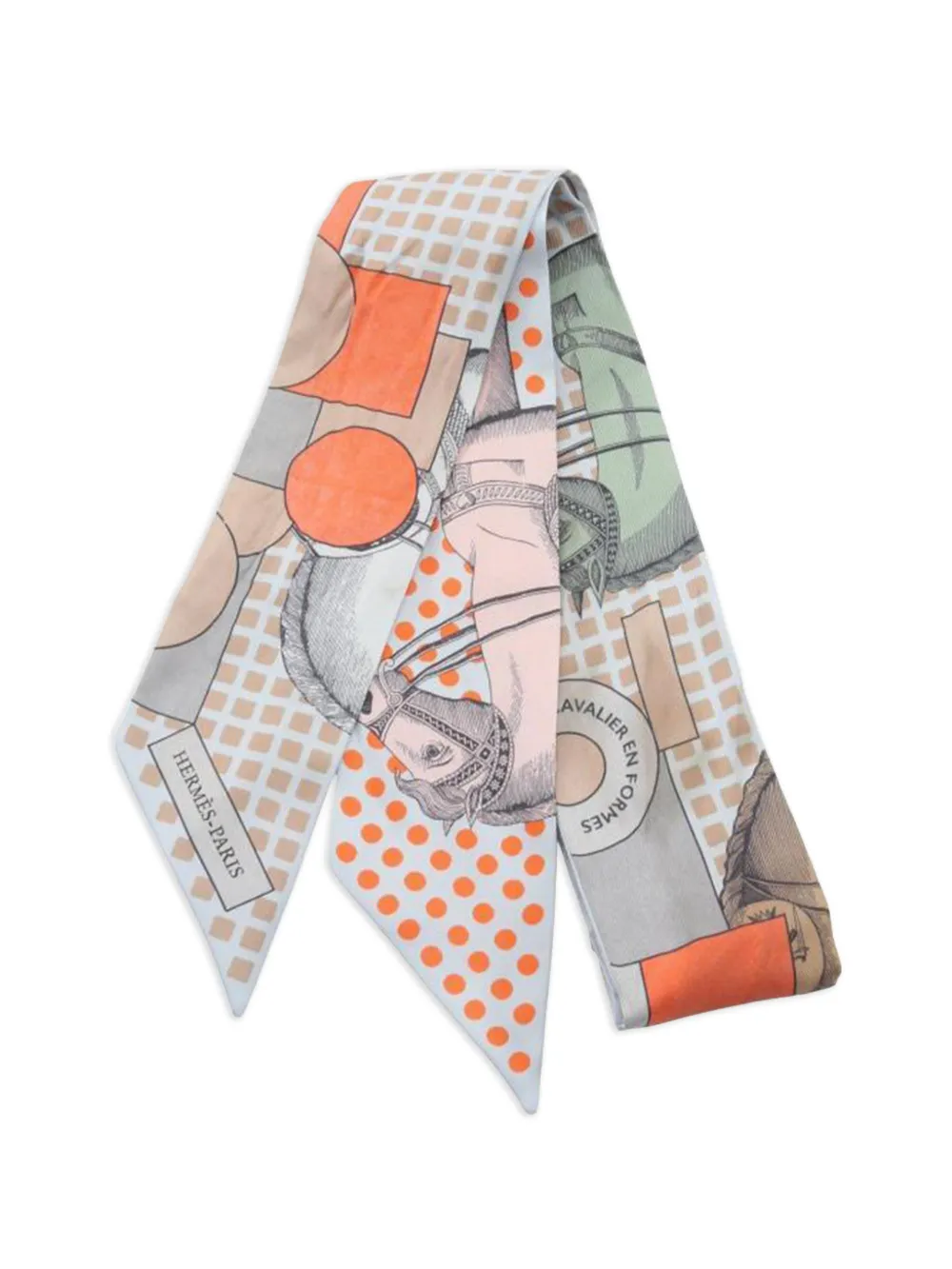 Hermès Pre-Owned 2000s Cavalier En Formes ribbon scarf silk - Toni neutri