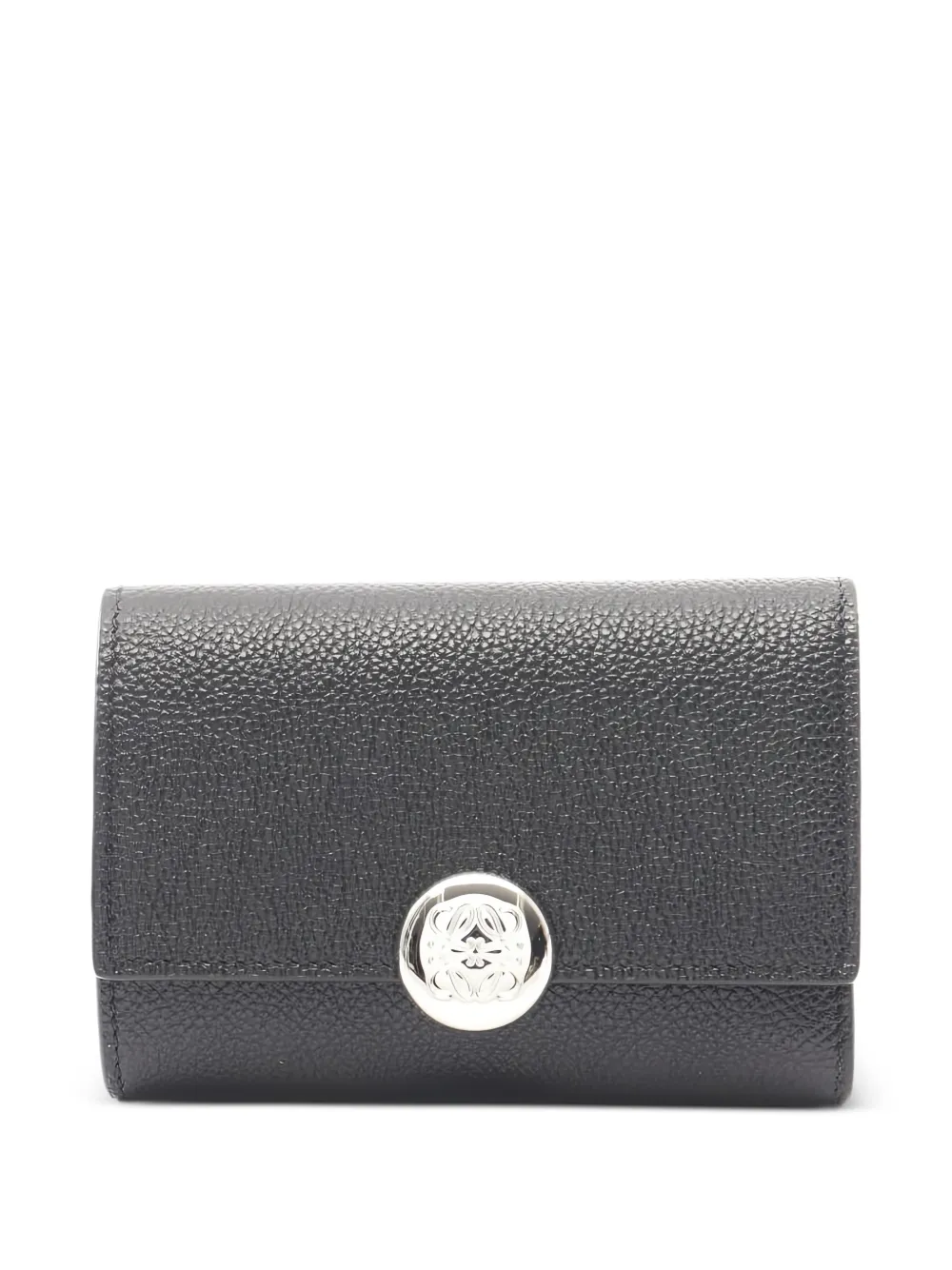 Loewe Pre-Owned 2020s small Anagram Pebble trifold leather wallet - Nero